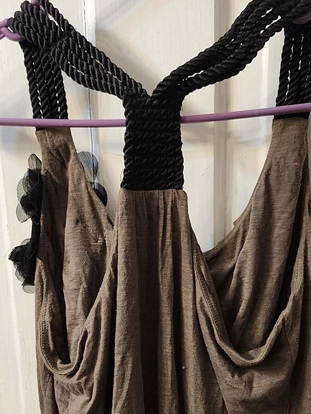 Twenty One Vintage Of Forever 21   Taupe Knit Top with Black Label Detail - Picture 5 of 6